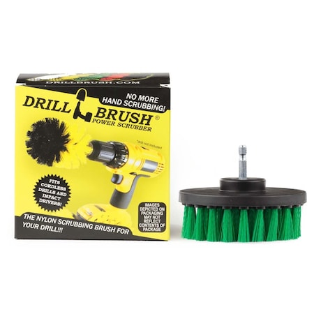 Drillbrush Kitchen Accessories - Cleaning Supplies - Drill Brush - Stove 4in-Lim-Green-Short-QC